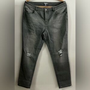 Lisa Rinna Collection Relaxed Skinny Gray Jeans US 14